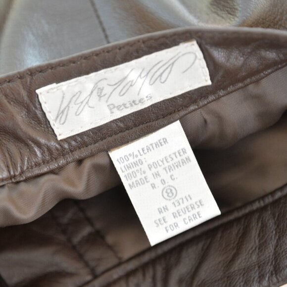 Lord & Taylor Brown Leather Barrel Pants Sz 4/6 - Picture 3 of 6